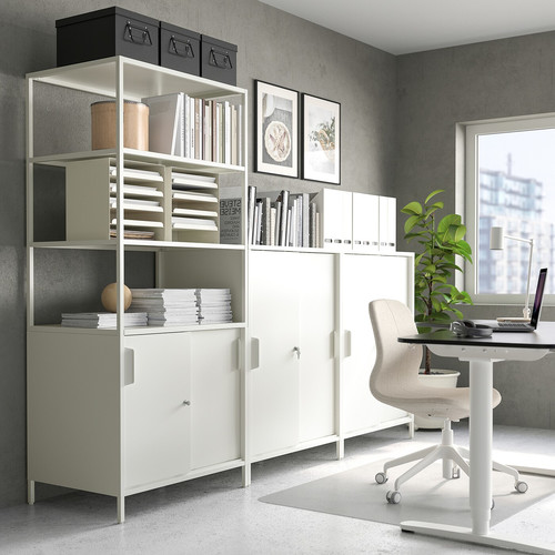 TROTTEN Cabinet with sliding doors, white, 160x110 cm