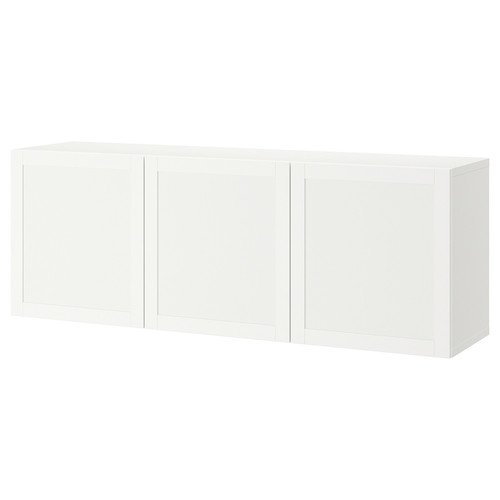 BESTÅ Wall-mounted cabinet combination, white/Hanviken white, 180x42x64 cm