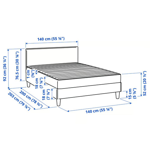 SÄBÖVIK Divan bed, Vissle grey, 140x200 cm