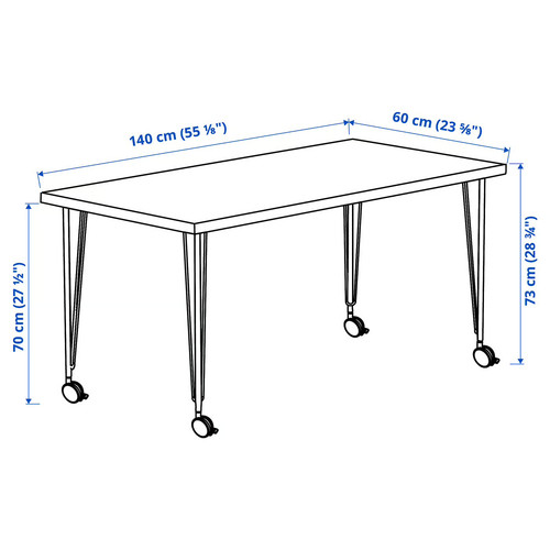 LAGKAPTEN / KRILLE Desk, black-brown/black, 140x60 cm
