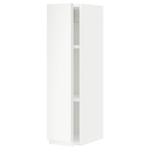METOD Wall cabinet with shelves, white/Voxtorp matt white, 20x80 cm