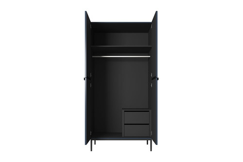 Wardrobe Nicole with Drawer Unit 100 cm, dark blue, black legs