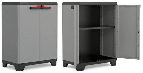 Keter Stilo Base Low Storage Cabinet, black/grey