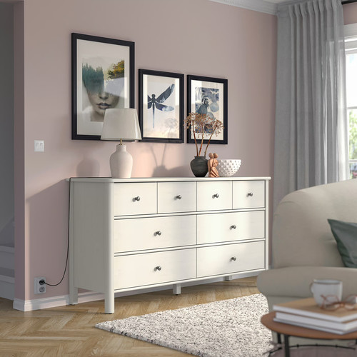 STOREMOLLA Chest of 8 drawers, light grey-beige stained, 171x50x91 cm