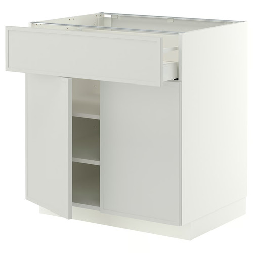 METOD/MAXIMERA Base cabinet with drawer/2 doors, white/Aspudden light grey, 80x60 cm