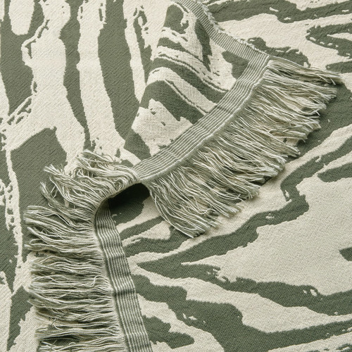 TANDMOTT Throw, grey-green/off-white, 130x170 cm