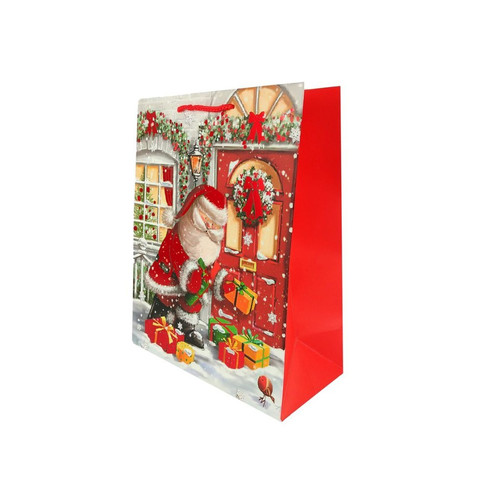 Decorative Christmas Gift Bags, Mixed Designs, 33x45 cm, Pack of 12
