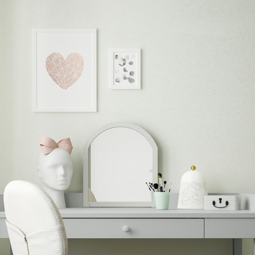 SMYGA Desk with mirror, light grey, 122x60 cm