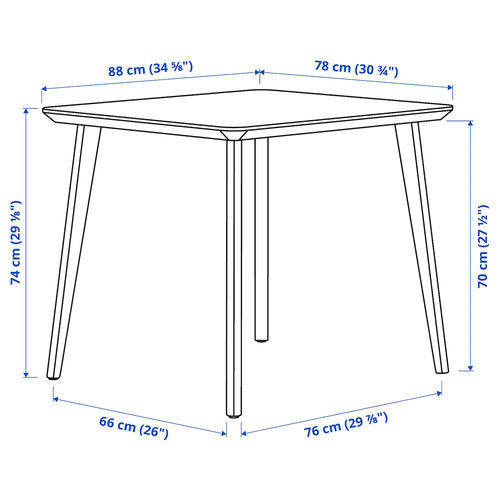 LISABO Table, ash veneer, 88x78 cm