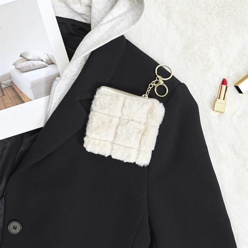 Wallet, faux fur, cream