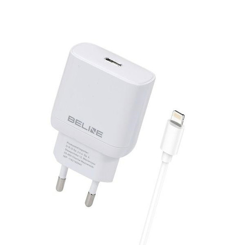 Beline Wall Charger EU Plug 30W USB-C + lightning cable, white