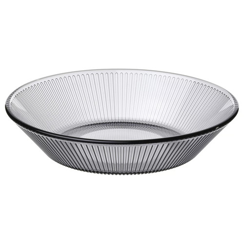 HAVSGÄDDA Deep plate, stripe pattern/grey, 19 cm