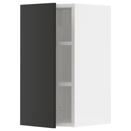 METOD Wall cabinet with shelves, white/Nickebo matt anthracite, 30x60 cm