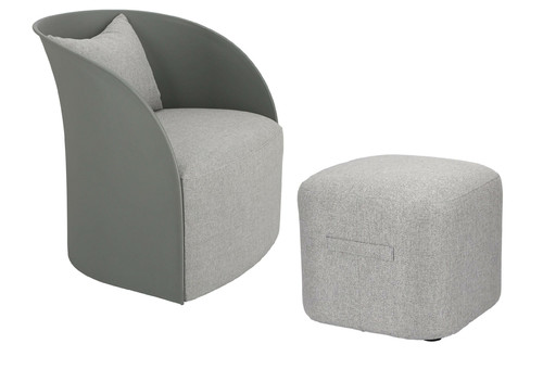Armchair with Footstool Puri, grey