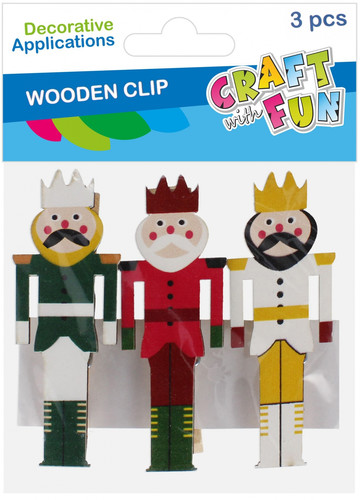 Decorative Christmas Clothespins, 7 cm, Mixed Designs, 3 pcs
