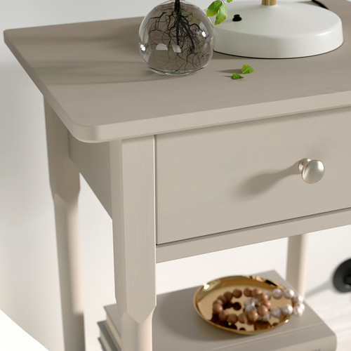 BLÄSTÅSEN Bedside table, grey-beige, 50x37x76 cm