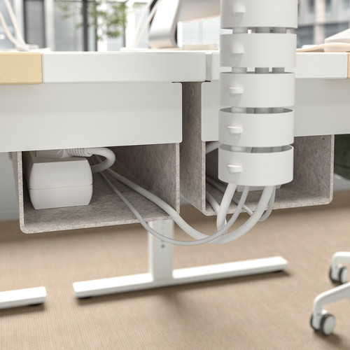 MITTZON Desk, birch veneer/white, 140x60 cm