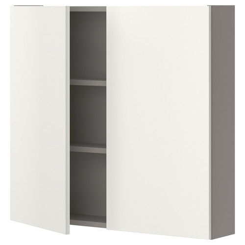 ENHET Wall cb w 2 shlvs/doors, grey, white, 80x15x75 cm