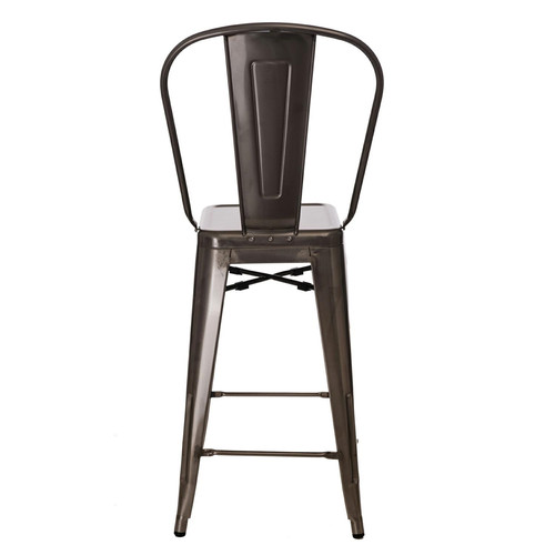 Bar Stool with Backrest Paris 66cm, metallic