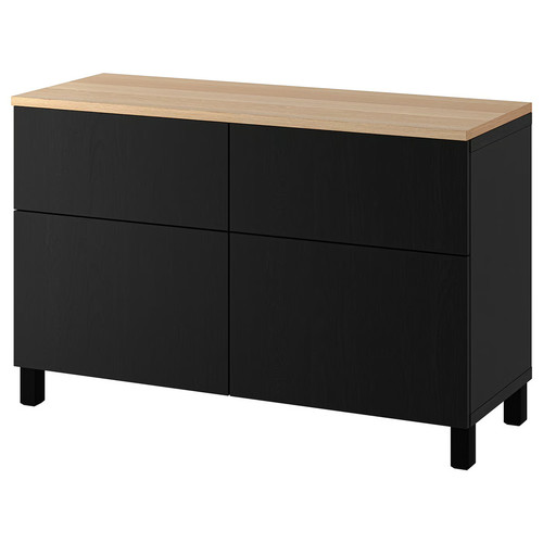 BESTÅ Storage combination w doors/drawers, black-brown, Lappviken/Stubbarp black-brown, 120x42x76 cm