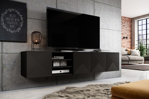 Wall-mounted TV Cabinet Asha 200 cm, matt black