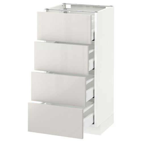 METOD / MAXIMERA Base cab 4 frnts/4 drawers, white, Ringhult light grey, 40x37 cm