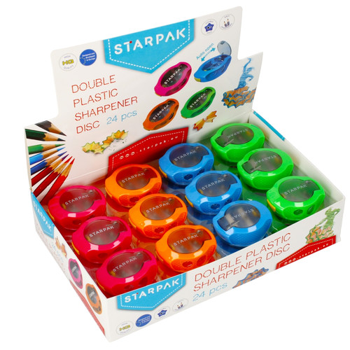 Starpak Double Plastic Sharpener Disc 24pcs, various colours