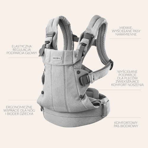 BABYBJORN Baby Carrier Harmony, Woven, Light grey mélange