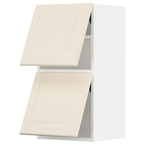 METOD Wall cab horizo 2 doors w push-open, white/Bodbyn off-white, 40x80 cm