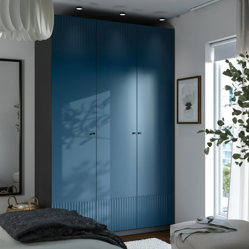 PAX / FYRUDDEN Wardrobe combination, dark grey/blue, 150x60x236 cm