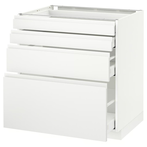 METOD / MAXIMERA Base cabinet with 4 fronts/4 drawers, white, Voxtorp matt white, 80x60 cm