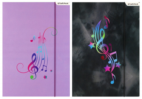 Document File Folder with Elastic Band A4 1pc Music, assorted patterns