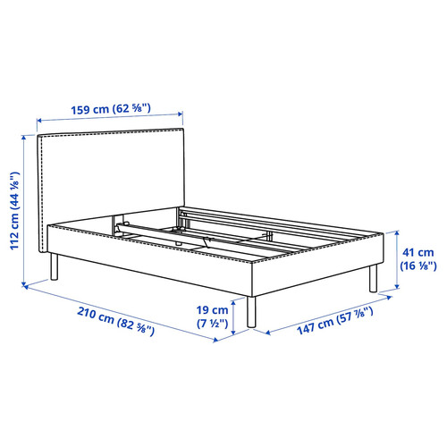 TÄRNKULLEN Upholstered bed frame, Tibbleby beige/grey/Luröy, 140x200 cm