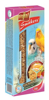 Vitapol 3in1 Smaker Seed Snack for Budgie Egg/Honey/Fruit 3-pack