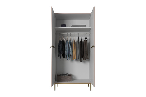 Wardrobe Nicole with Drawer Unit 100 cm, antique pink, gold legs