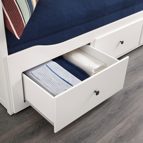HEMNES Day-bed frame with 3 drawers, white, 80x200 cm