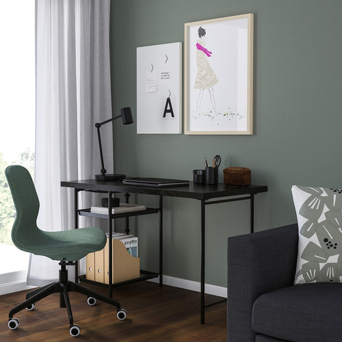 LAGKAPTEN / SPÄND Desk, black-brown/black, 120x60 cm