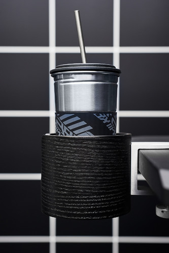 LÅNESPELARE Mug with lid and straw, black