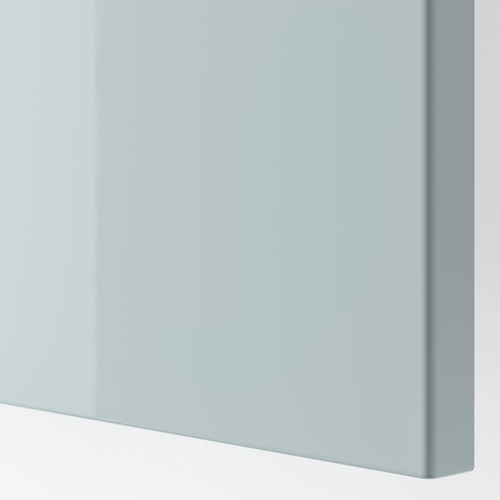 BESTÅ Storage combination with doors, white Selsviken/Stubbarp/high-gloss light grey-blue, 120x42x74 cm
