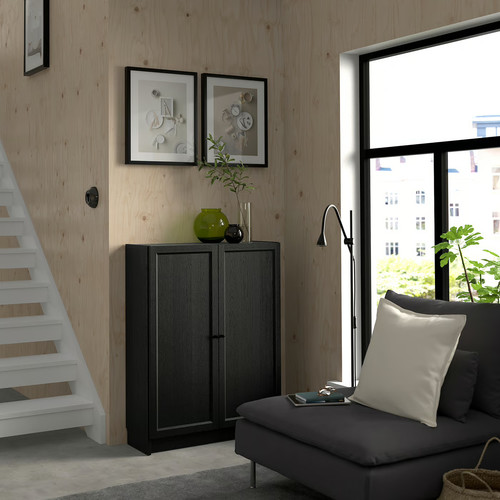 BILLY / OXBERG Bookcase with doors, 80x30x106 cm
