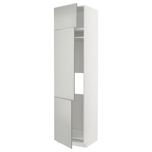 METOD High cab f fridge/freezer w 3 doors, white/Havstorp light grey, 60x60x240 cm