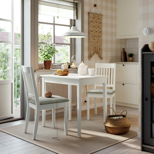 NÄSINGE / NÄSINGE Table and 2 chairs, white/white Tibbleby beige-grey, 80x60 cm