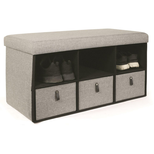 Pouffe with Shoe Storage Hiding 76cm, grey