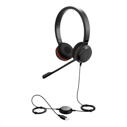 Jabra Evolve 30 II UC Stereo Headset, USB-A & USB-C & 3.5mm, Black