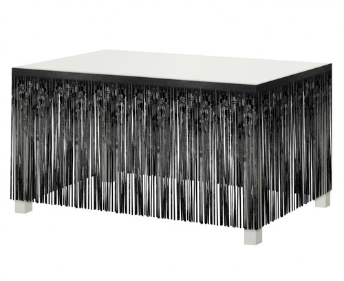 Table Fringe Deco Curtain 80x300cm, metallic black