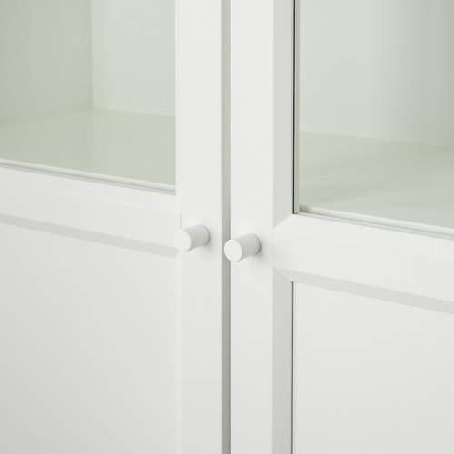BILLY Bookcase with panel/glass doors, white, 80x202x30 cm