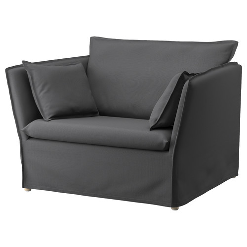 BACKSÄLEN Cover for 1,5-seat armchair, Hallarp grey