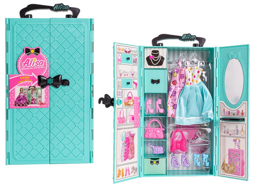 Askato Doll's Wardrobe Dressing Room with Accessories, blue, 6+