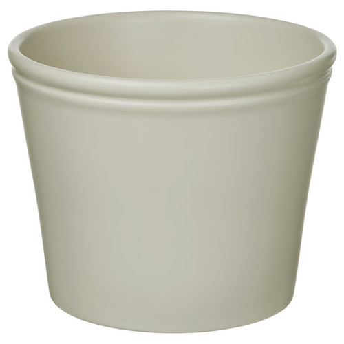 KÖRSBÄRSBJÖRK Plant pot, light grey/beige, 15 cm