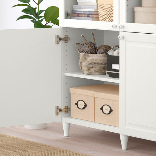 BESTÅ Storage combination w glass doors, white Smeviken, Ostvik white clear glass, 120x42x202 cm